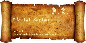 Mályi Karion névjegykártya